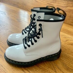 Dr. Martens White and Black Lace-Up Boots